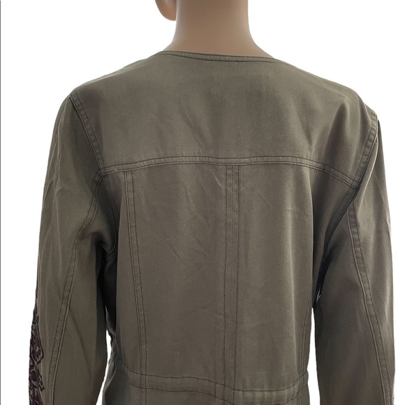 Knox Rose green long sleeve embroidered tie waist shacket size medium - Picture 9 of 15